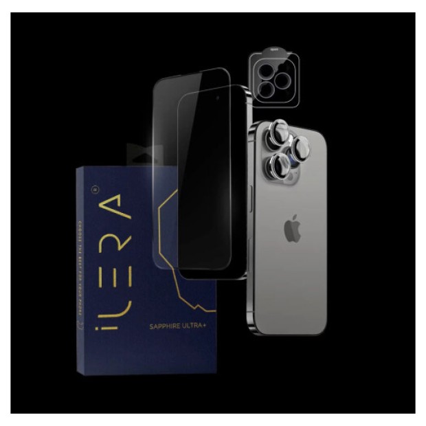 Захисне скло iLera Sapphire Ultra+ Glass для Apple iPhone 14 Pro Max (Чорне)